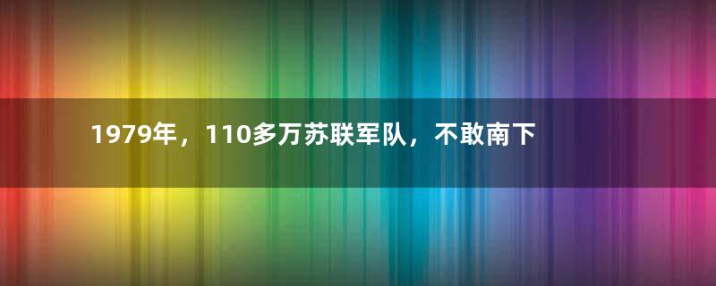 1979年，110多万苏联军队，不敢南下，到底做了哪些准备？