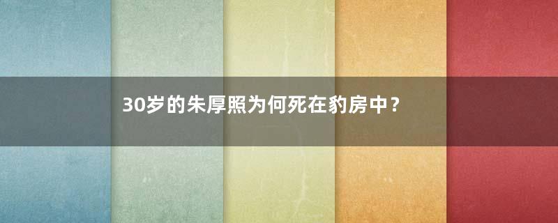 30岁的朱厚照为何死在豹房中？