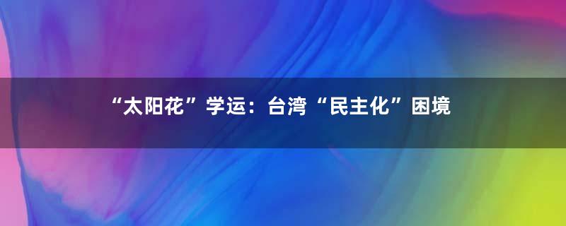 “太阳花”学运：台湾“民主化”困境