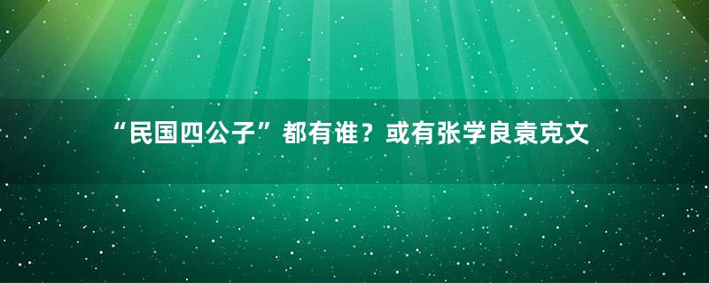 “民国四公子”都有谁？或有张学良袁克文