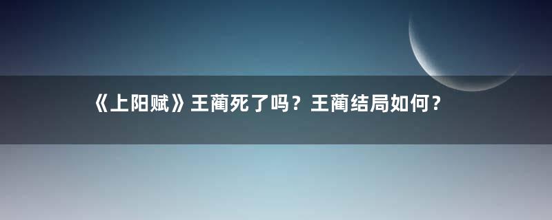 《上阳赋》王蔺死了吗？王蔺结局如何？