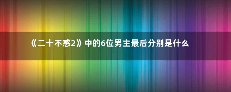 《二十不惑2》中的6位男主最后分别是什么结局？