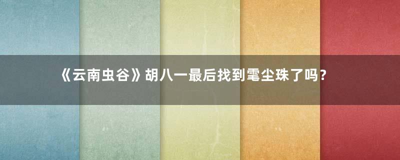 《云南虫谷》胡八一最后找到雮尘珠了吗？