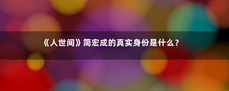 《人世间》简宏成的真实身份是什么？