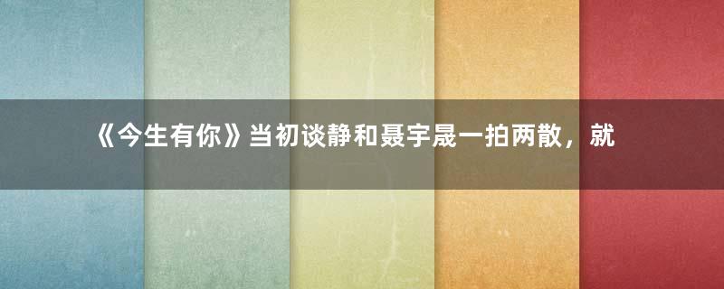 《今生有你》当初谈静和聂宇晟一拍两散，就是因为聂东远