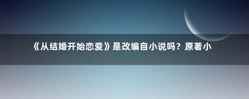 《从结婚开始恋爱》是改编自小说吗？原著小说结局介绍