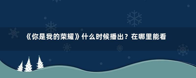 《你是我的荣耀》什么时候播出？在哪里能看？