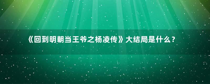 《回到明朝当王爷之杨凌传》大结局是什么？大结局剧情介绍