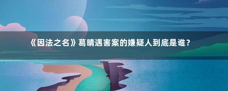 《因法之名》葛晴遇害案的嫌疑人到底是谁？