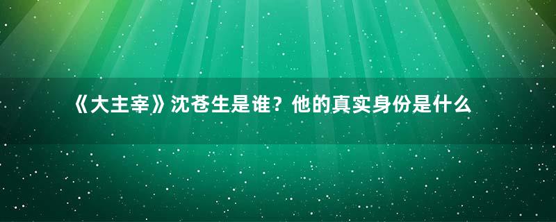 《大主宰》沈苍生是谁？他的真实身份是什么？
