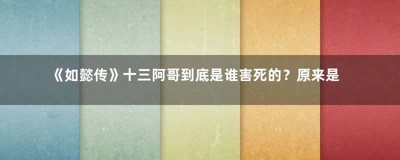 《如懿传》十三阿哥到底是谁害死的？原来是魏嬿婉买通田嬷嬷将其致死