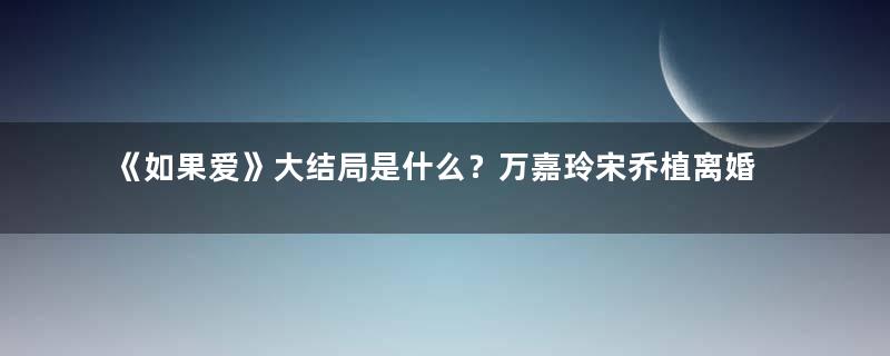 《如果爱》大结局是什么？万嘉玲宋乔植离婚结局神逆袭复婚