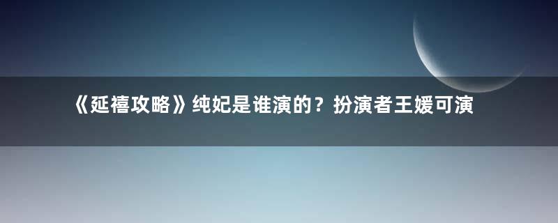 《延禧攻略》纯妃是谁演的？扮演者王媛可演过哪些电视剧