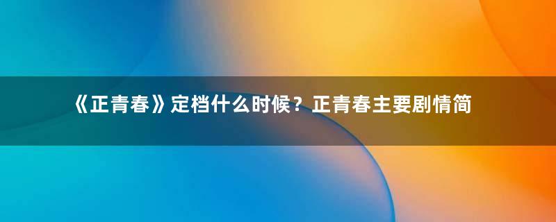 《正青春》定档什么时候？正青春主要剧情简介