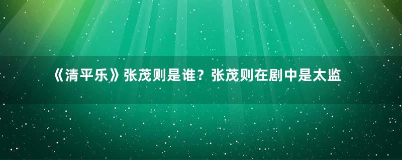 《清平乐》张茂则是谁？张茂则在剧中是太监吗？