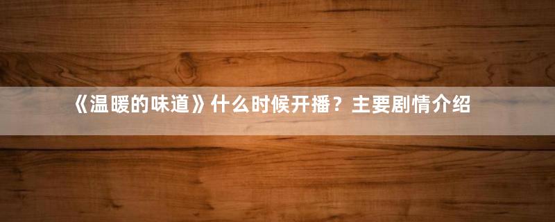 《温暖的味道》什么时候开播？主要剧情介绍
