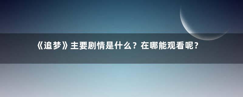 《追梦》主要剧情是什么？在哪能观看呢？