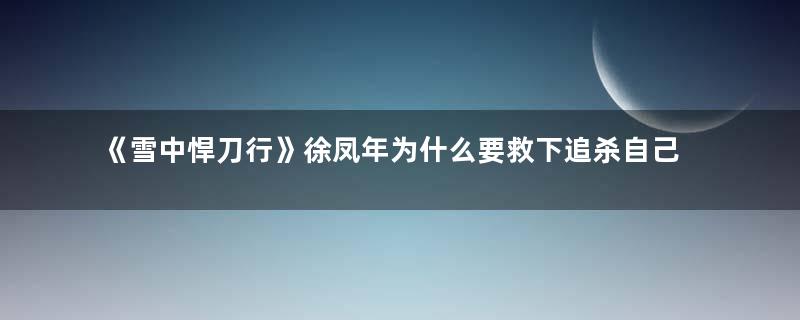 《雪中悍刀行》徐凤年为什么要救下追杀自己的赵楷？原因有三