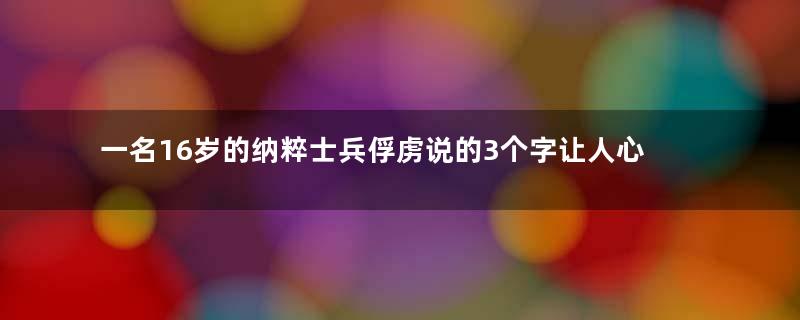 一名16岁的纳粹士兵俘虏说的3个字让人心酸