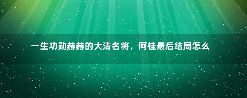 一生功勋赫赫的大清名将，阿桂最后结局怎么样？