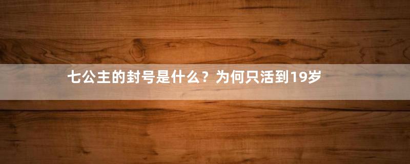 七公主的封号是什么？为何只活到19岁