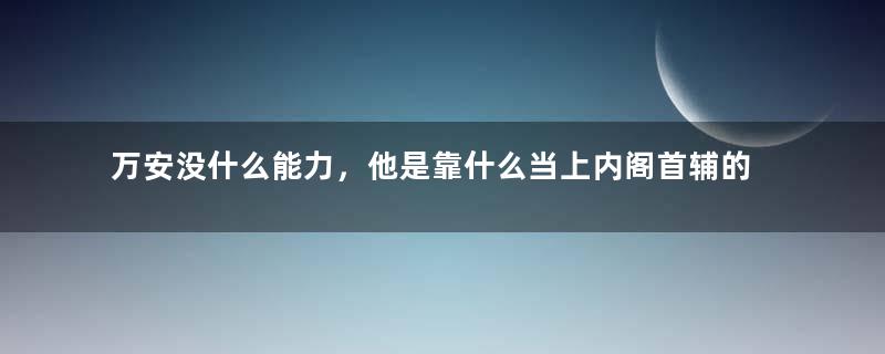 万安没什么能力，他是靠什么当上内阁首辅的？