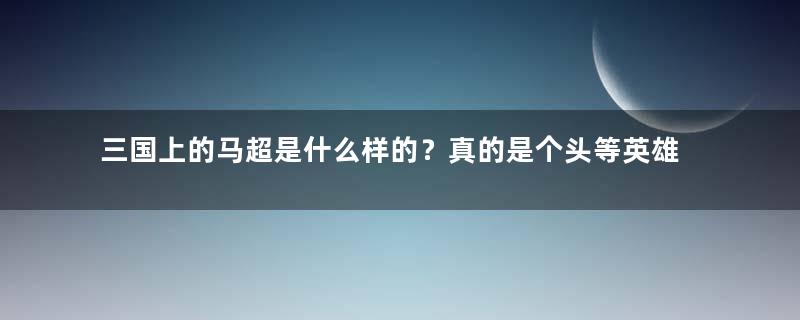 三国上的马超是什么样的？真的是个头等英雄？