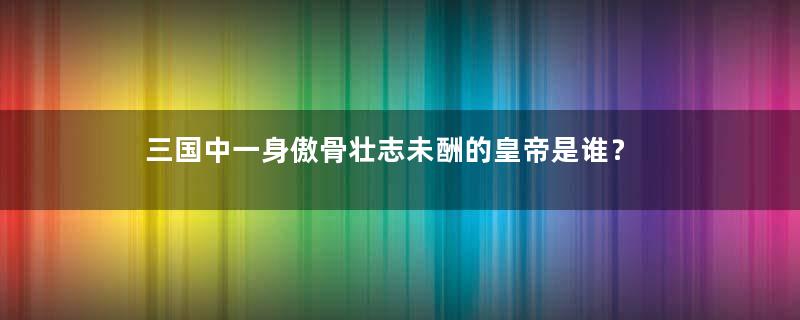 三国中一身傲骨壮志未酬的皇帝是谁？