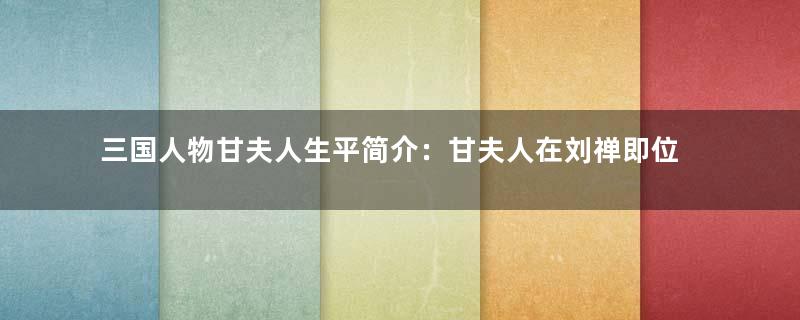 三国人物甘夫人生平简介：甘夫人在刘禅即位后被追谥为什么？