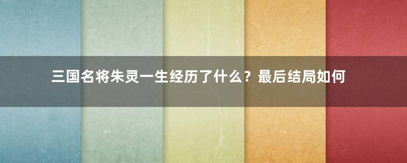 三国名将朱灵一生经历了什么？最后结局如何？