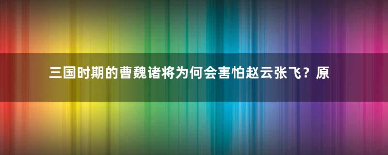 三国时期的曹魏诸将为何会害怕赵云张飞？原因是什么