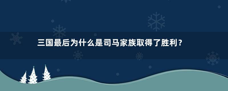 三国最后为什么是司马家族取得了胜利？