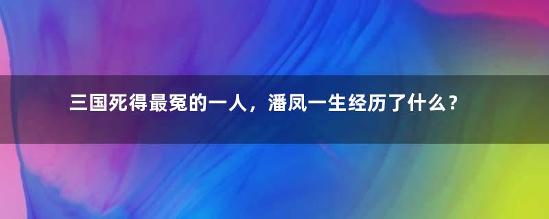 三国死得最冤的一人，潘凤一生经历了什么？