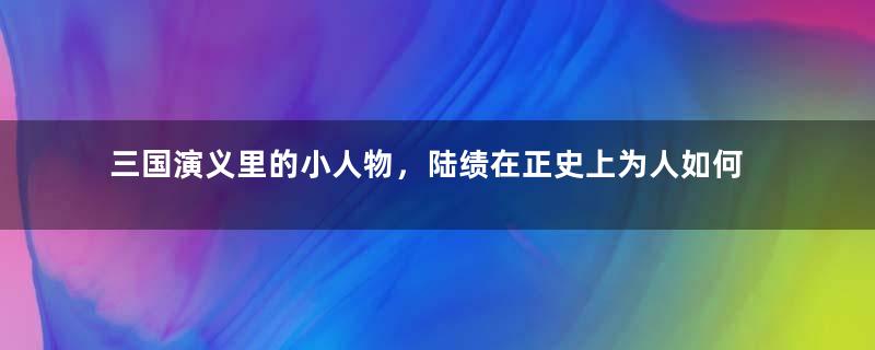 三国演义里的小人物，陆绩在正史上为人如何？