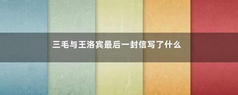 三毛与王洛宾最后一封信写了什么