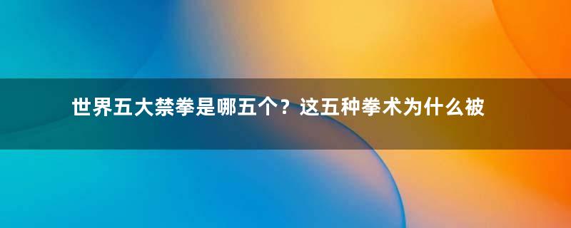 世界五大禁拳是哪五个？这五种拳术为什么被禁？