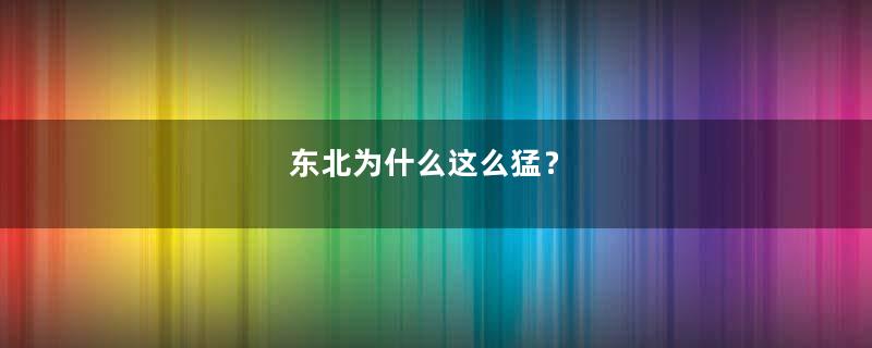 东北为什么这么猛？