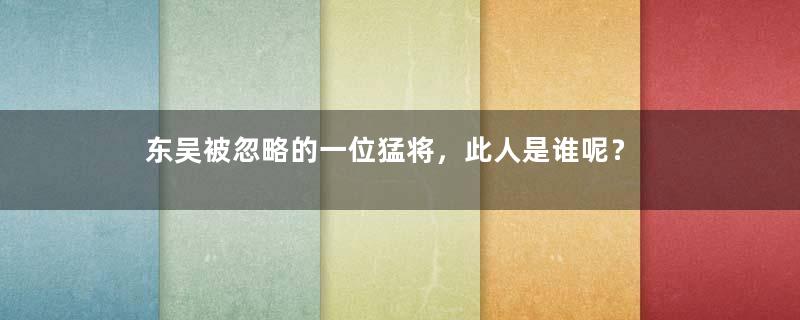 东吴被忽略的一位猛将，此人是谁呢？