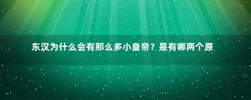 东汉为什么会有那么多小皇帝？是有哪两个原因导致的？