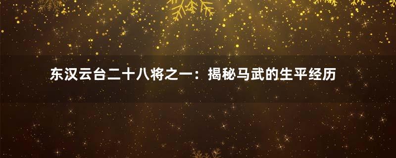 东汉云台二十八将之一：揭秘马武的生平经历