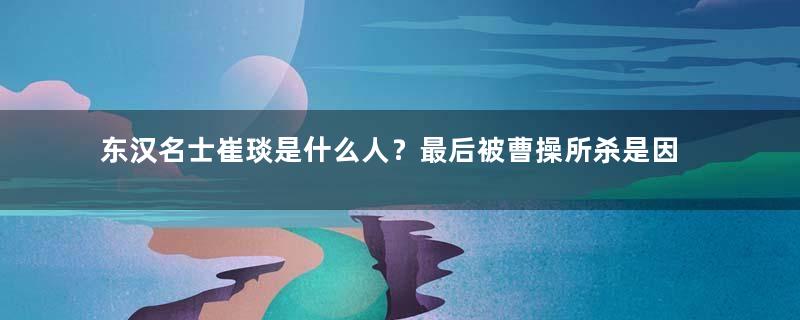 东汉名士崔琰是什么人？最后被曹操所杀是因为什么