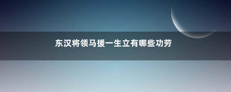 东汉将领马援一生立有哪些功劳