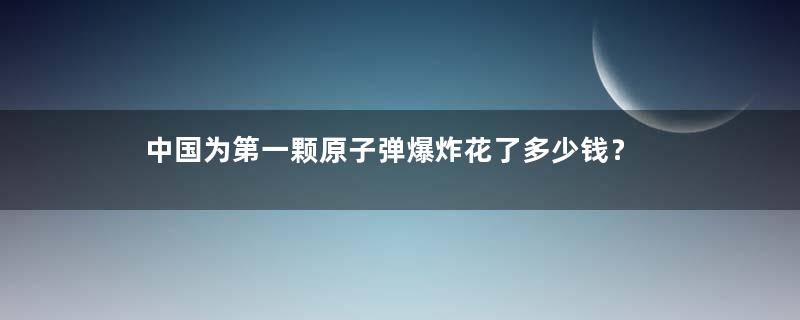 中国为第一颗原子弹爆炸花了多少钱？