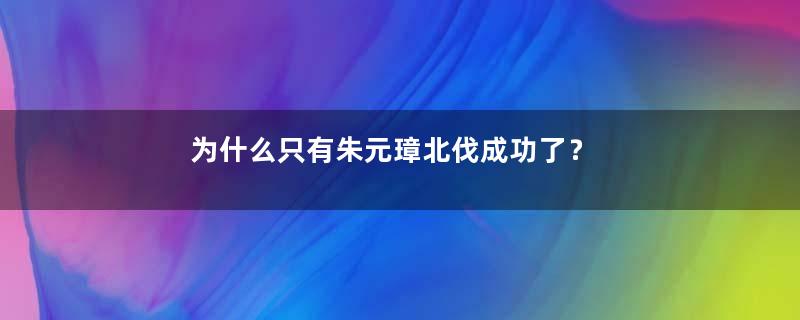 为什么只有朱元璋北伐成功了？