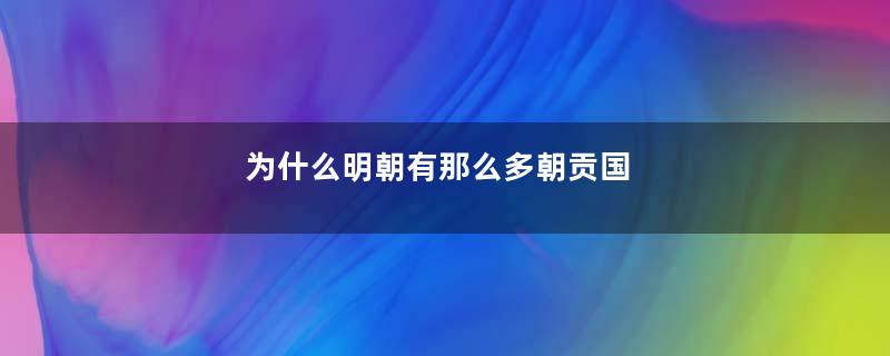 为什么明朝有那么多朝贡国