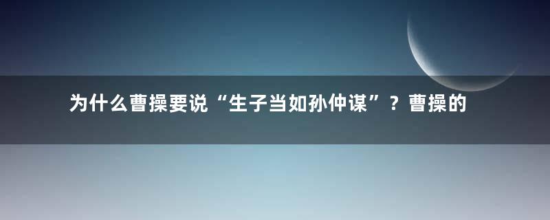 为什么曹操要说“生子当如孙仲谋”？曹操的儿子们怎么样？