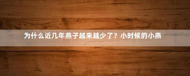 为什么近几年燕子越来越少了？小时候的小燕子都去哪里了？