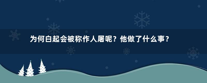 为何白起会被称作人屠呢？他做了什么事？