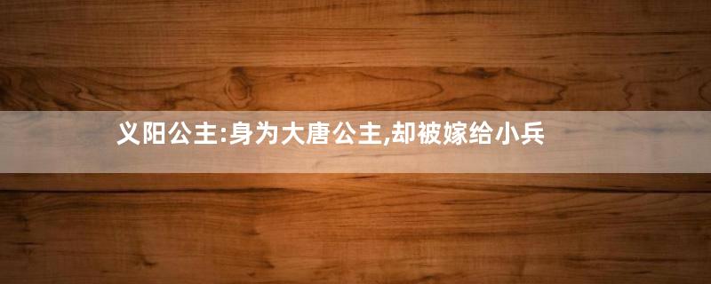 义阳公主:身为大唐公主,却被嫁给小兵