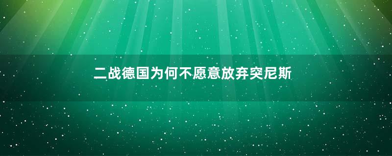 二战德国为何不愿意放弃突尼斯